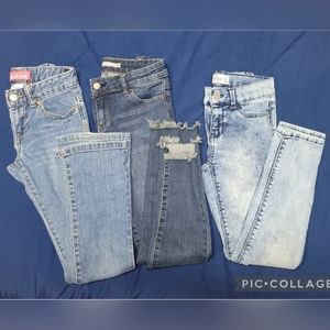 Girl's Trendy Style Jeans 3pr Set. Distressed-BootCut-Vintage